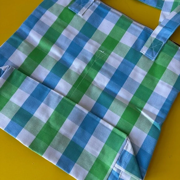 Big Bud Press Green and Blue Checkered Mini Zip Tote Bag NEW! - Picture 7 of 11